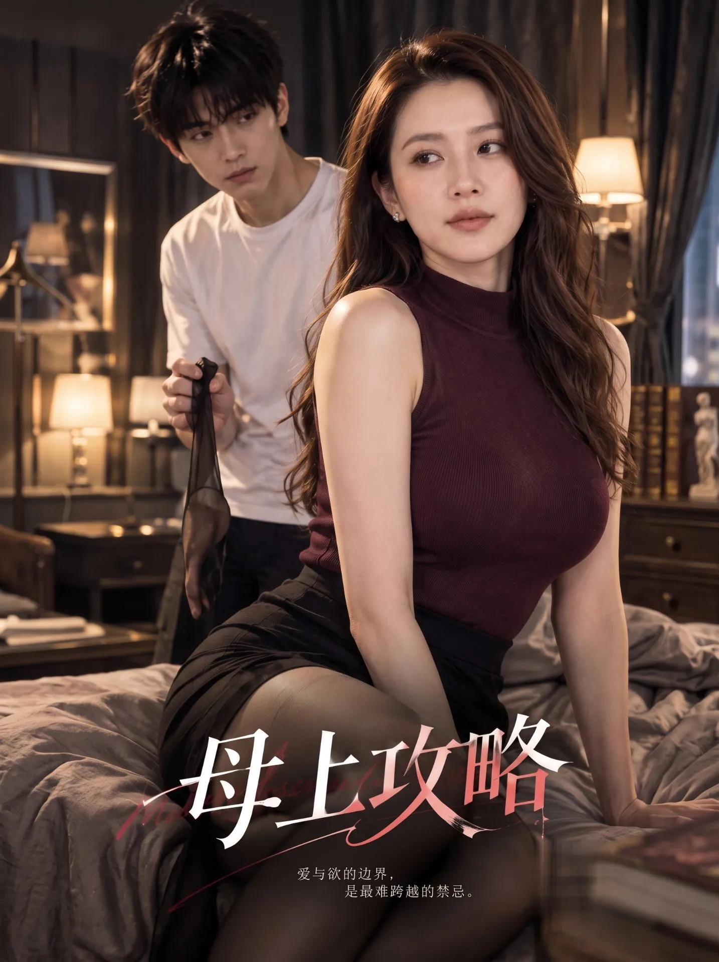 双胞胎妈妈海报：两位女性与中间的青年